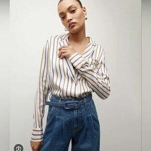 NWT Veronica Beard Striped Lusanne Blouse Size 8